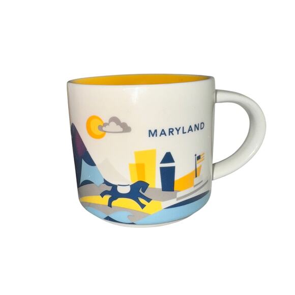 Starbucks You Are Here Collection Maryland Blue Yellow White 14 Oz 2017 - Picture 1 of 7